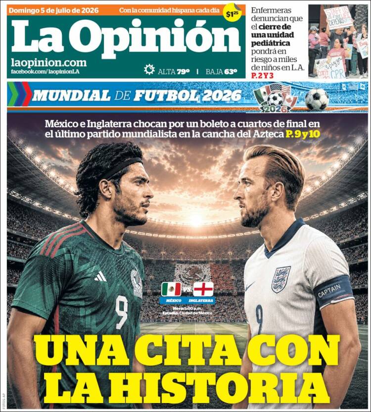 Portada de La Opinión (USA)