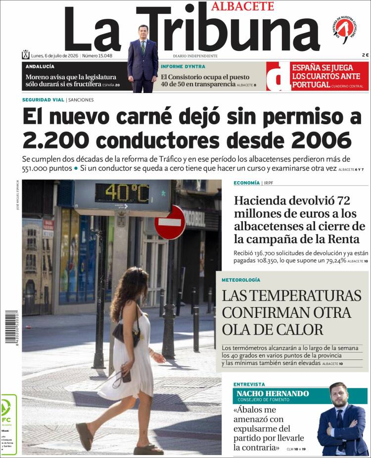 Portada de La Tribuna de Albacete (Espa&ntilde;a)