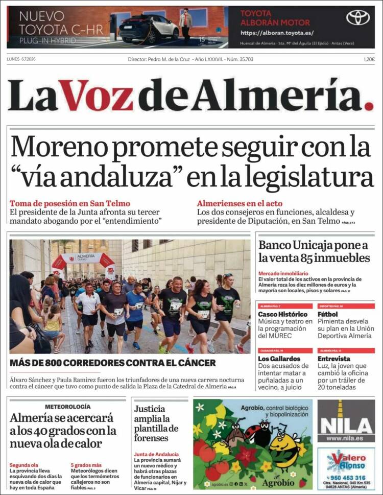 Portada de La Voz de Almería (Spain)