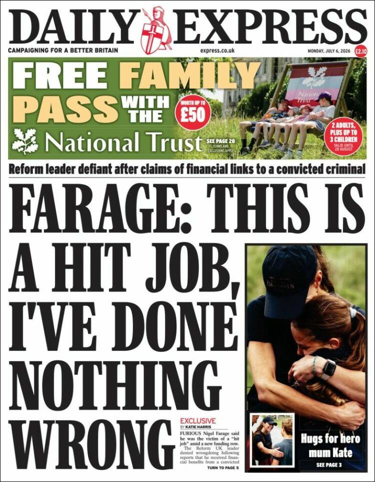 Portada de Daily Express (Reino Unido)