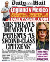 Portada de Daily Mail (Reino Unido)