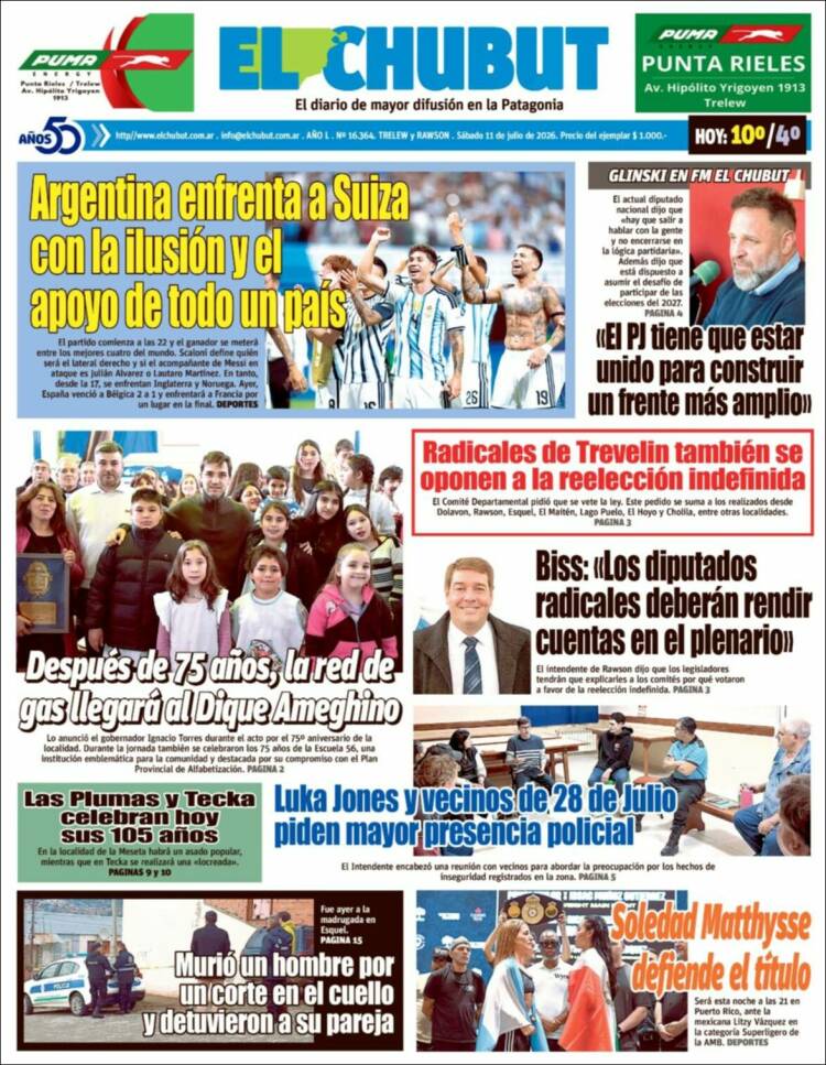 Portada de El Chubut (Argentina)