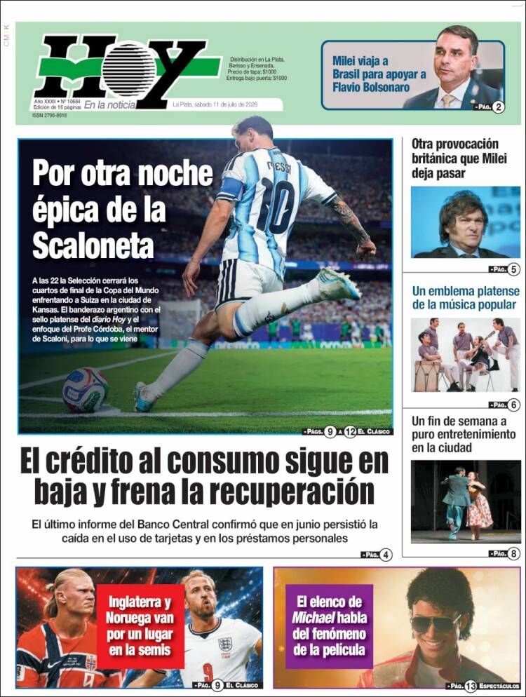 Portada de Diario Hoy (Argentina)