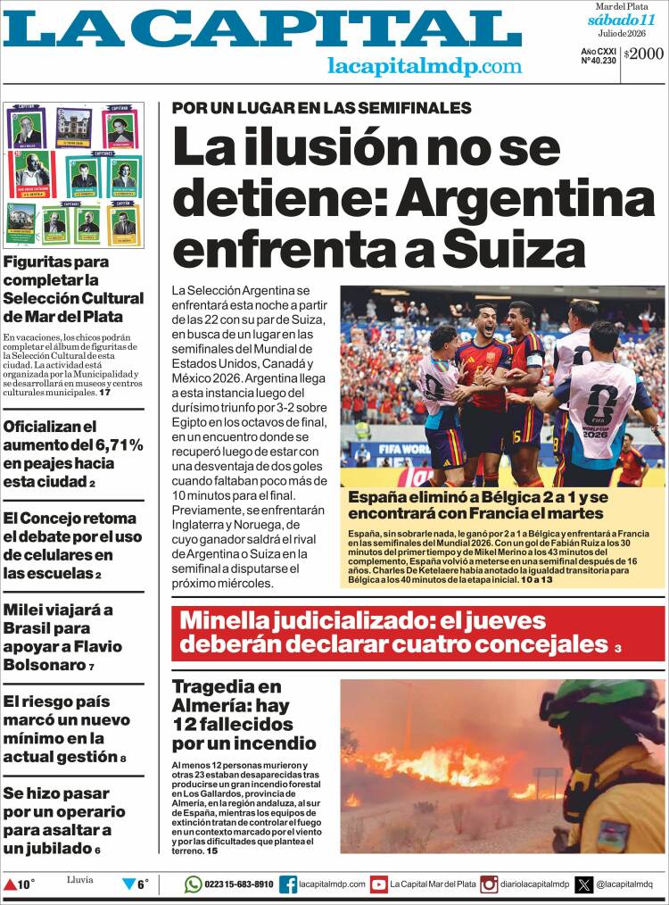 Portada de Diario La Capital - Mar del Plata (Argentina)