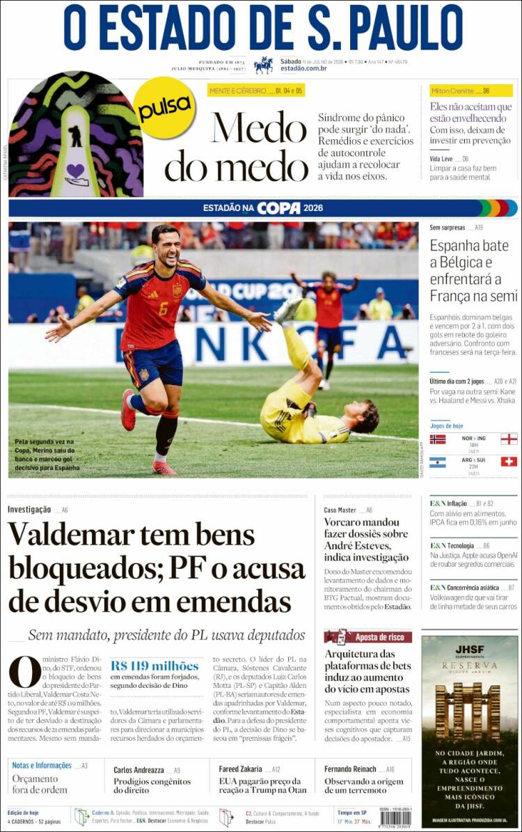 Portada de O Estado de São Paulo (Brasil)
