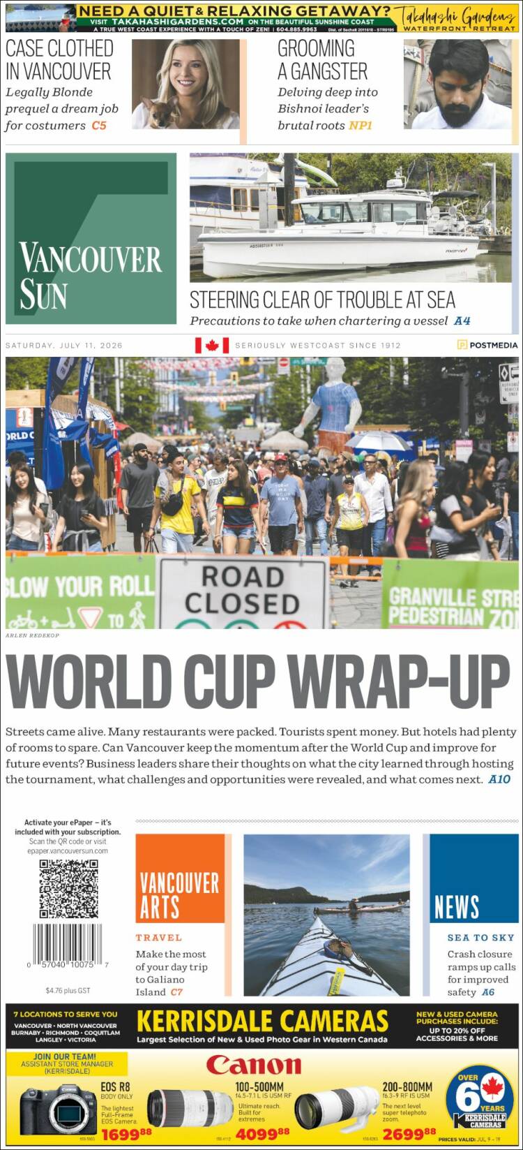 Portada de The Vancouver Sun (Canad&aacute;)