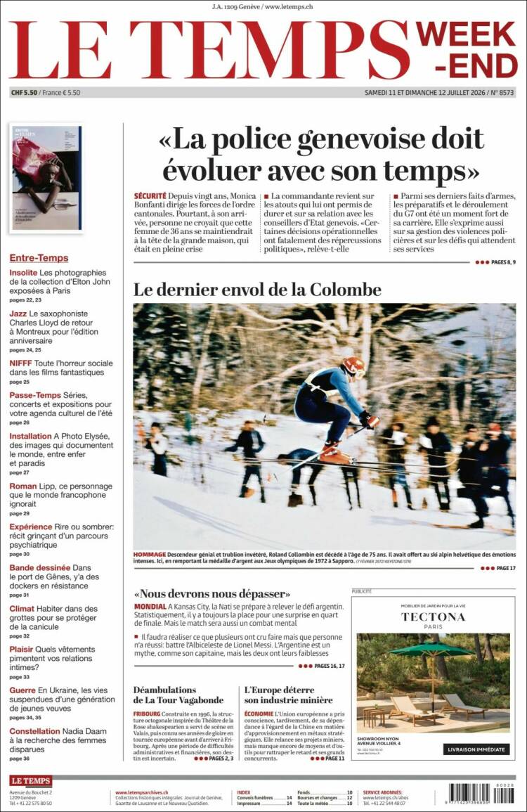 Portada de Le Matin (Suiza)