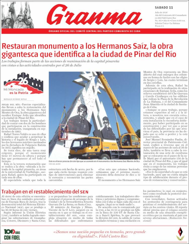 Portada de Granma (Cuba)