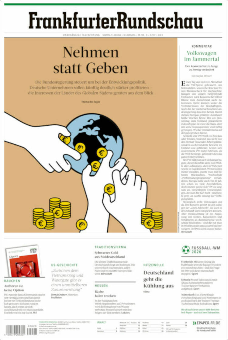Portada de Frankfurter Rundschau (Alemania)