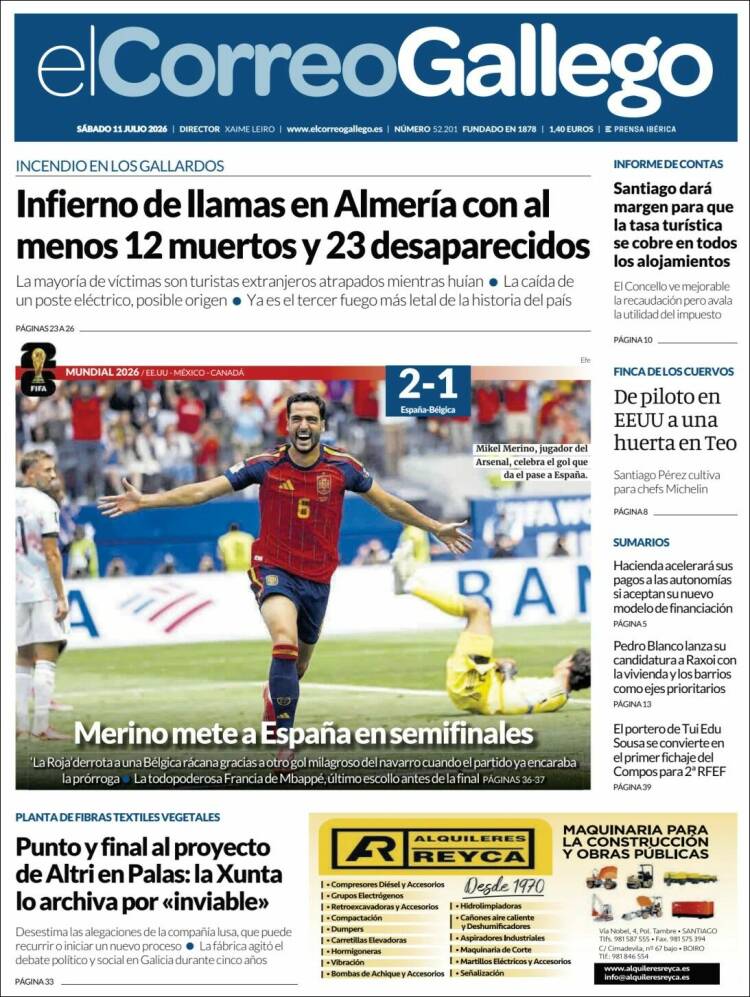 Portada de El Correo Gallego (Espa&ntilde;a)