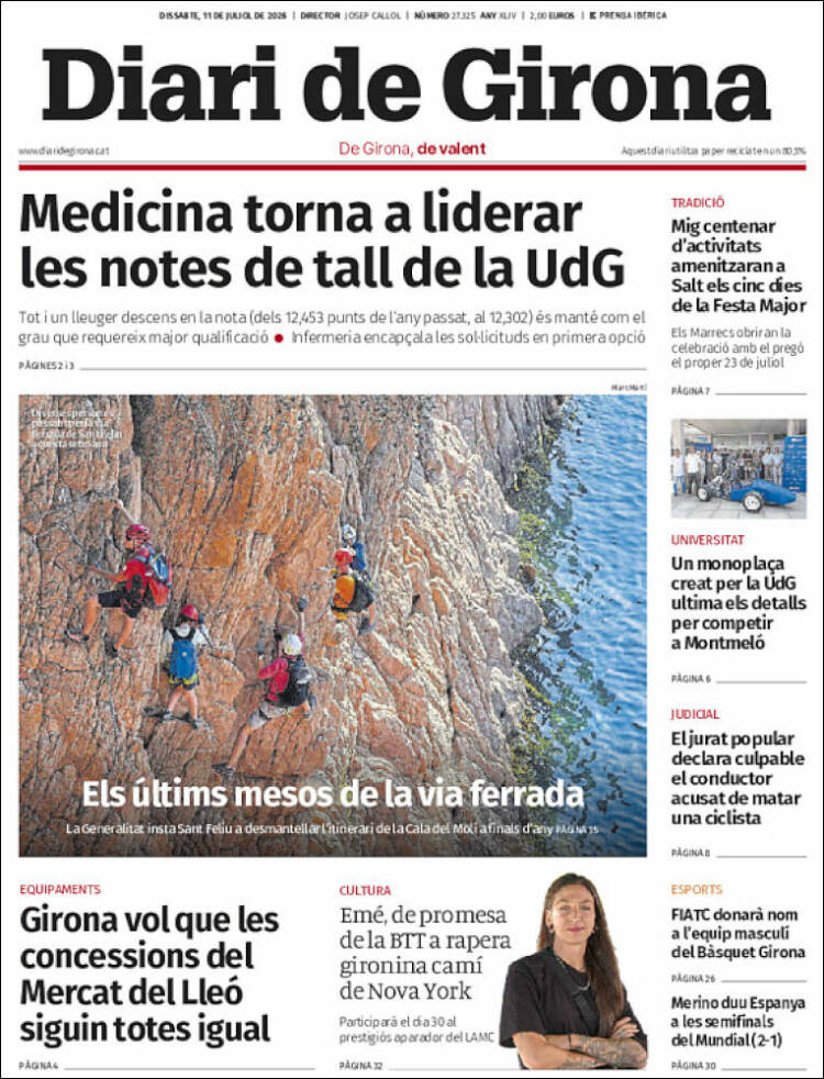 Portada de Diari de Girona (Espa&ntilde;a)