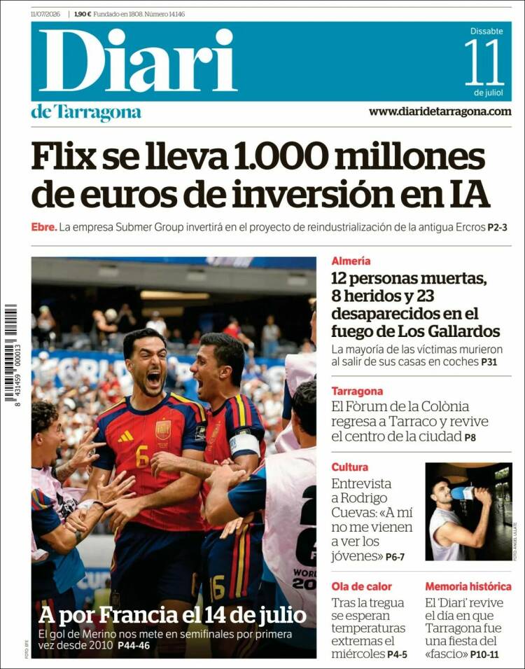 Portada de Diari de Tarragona (Espa&ntilde;a)