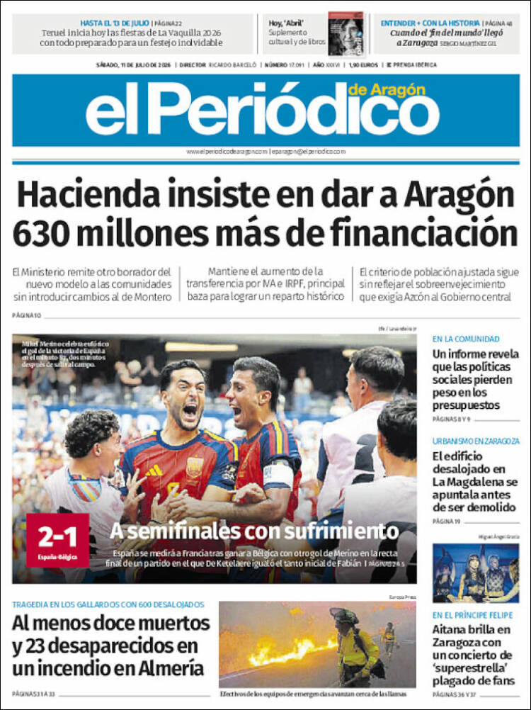 Portada de El Periódico de Aragón (Espa&ntilde;a)