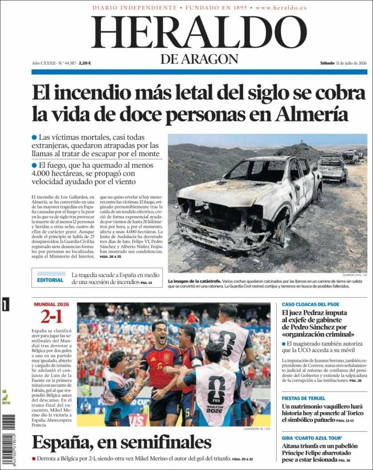 Portada de Heraldo de Aragón (Espa&ntilde;a)