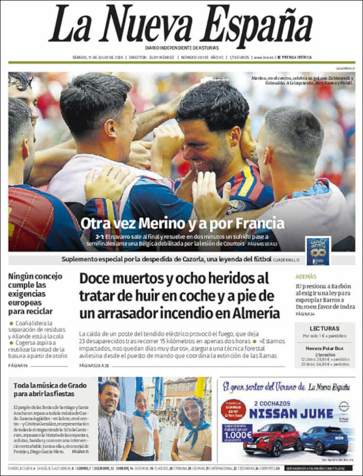 Portada de La Nueva España (Espa&ntilde;a)