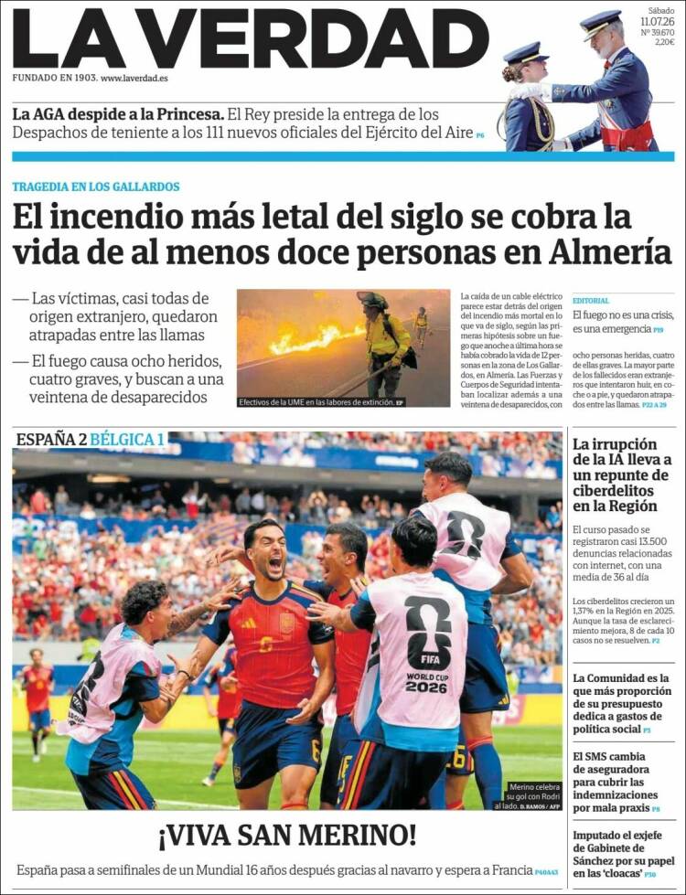 Portada de La Verdad de Murcia (Espa&ntilde;a)