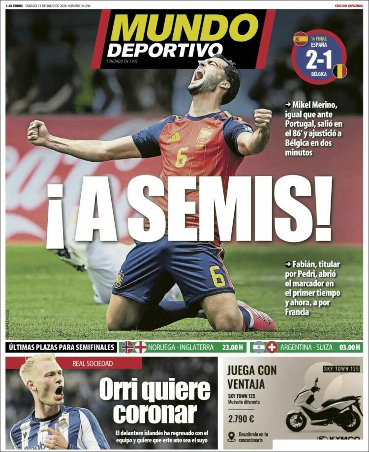 Portada de Mundo Deportivo Gipuzkoa (Espa&ntilde;a)