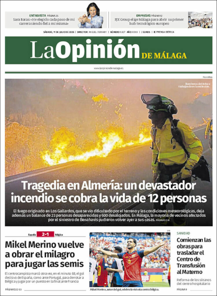 Portada de La Opinión de Málaga (Espa&ntilde;a)