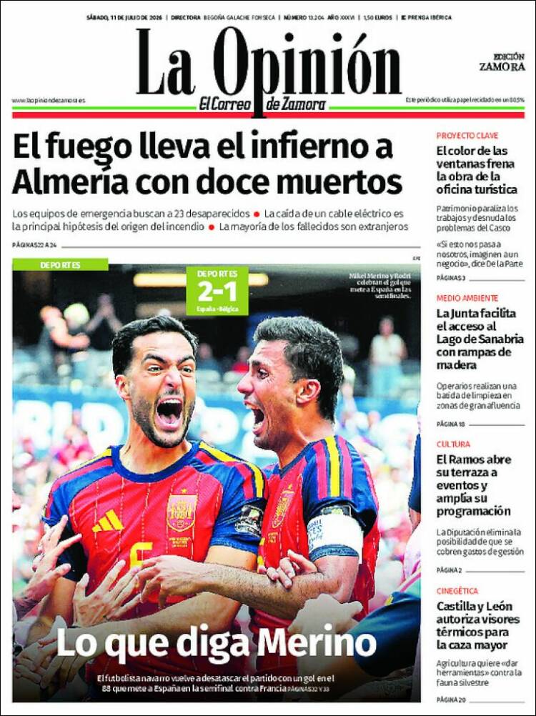 Portada de La Opinión - El Correo de Zamora (Espa&ntilde;a)