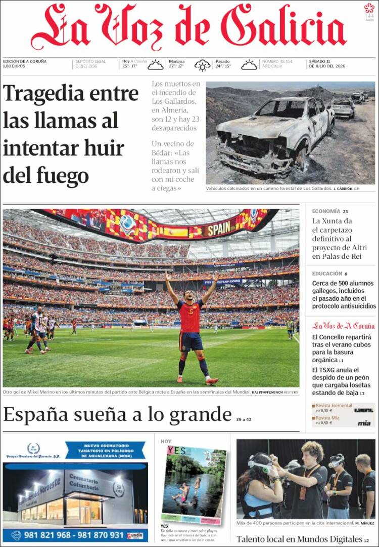 Portada de La Voz de Galicia (Espa&ntilde;a)