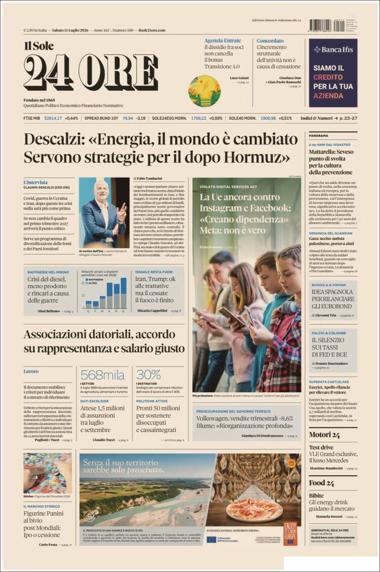 Portada de Il Sole 24 ORE (Italia)