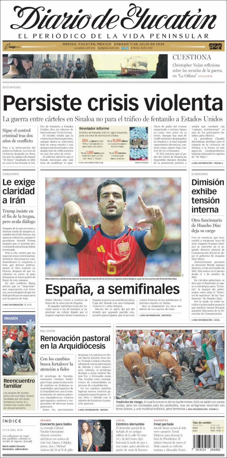 Portada de Diario de Yucatán (M&eacute;xico)