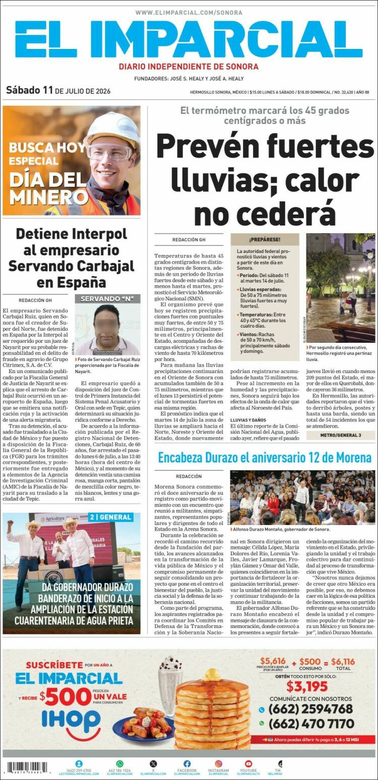 Portada de El Imparcial (Mexico)