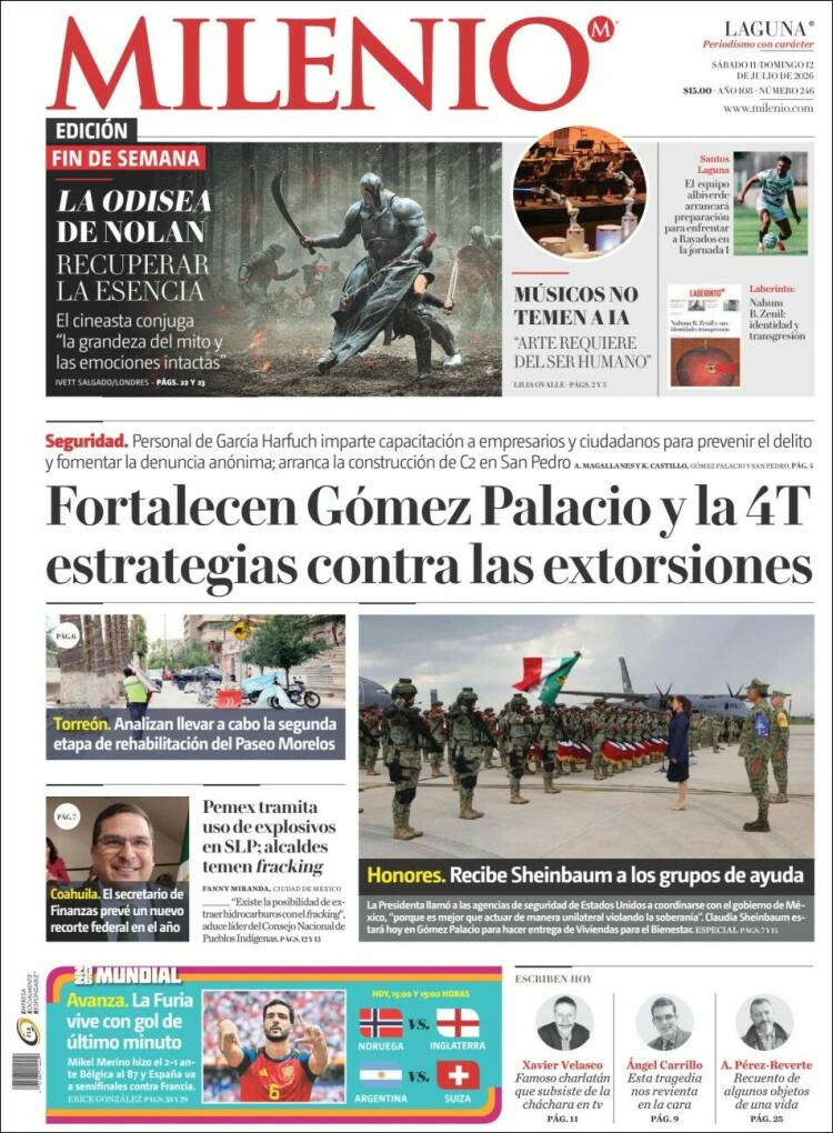 Portada de Milenio - Laguna (M&eacute;xico)