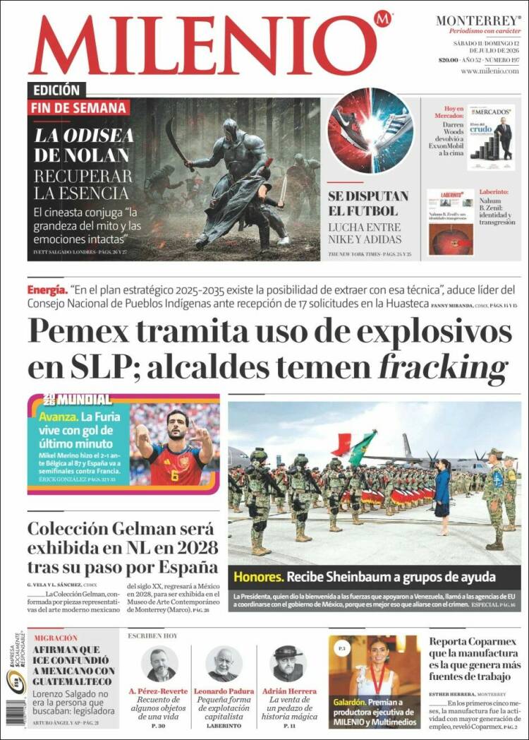Portada de Milenio de Monterrey (M&eacute;xico)
