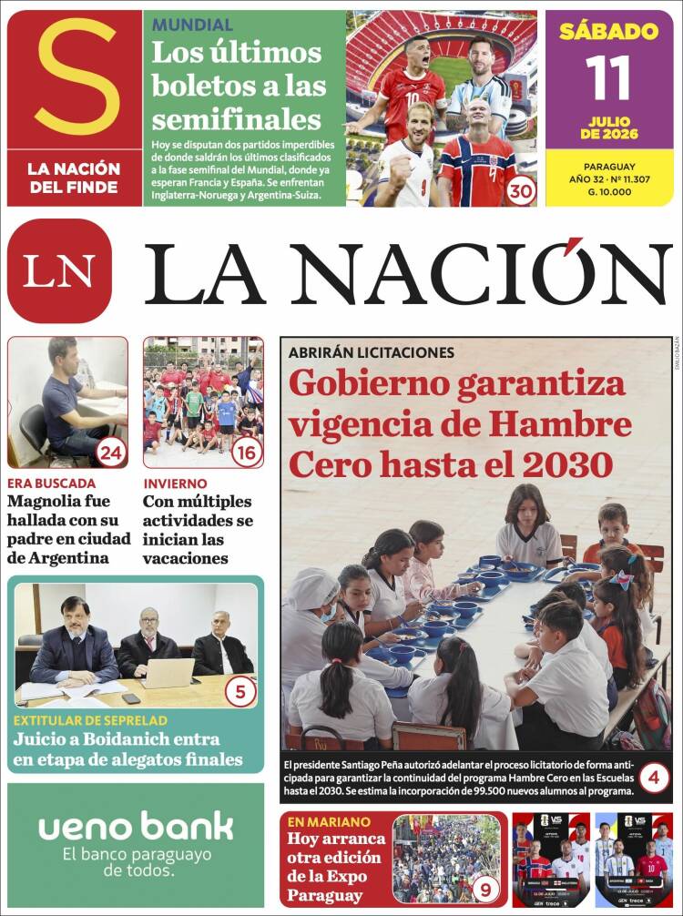 Portada de La Nación (Paraguay)