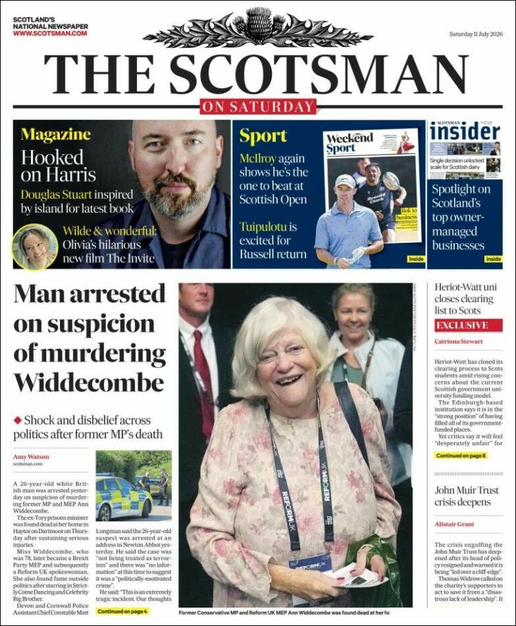 Portada de The Scotsman (Reino Unido)
