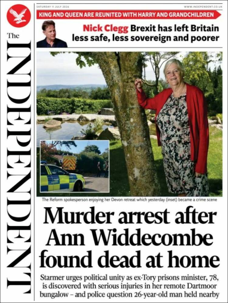 Portada de The Independent (Reino Unido)