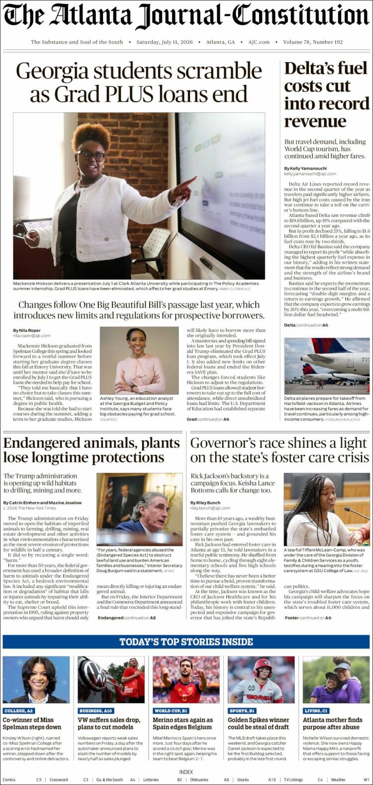 Portada de The Atlanta Journal-Constitution (USA)