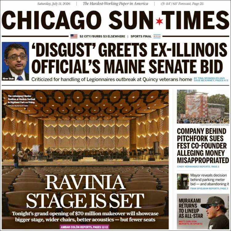 Portada de Chicago Sun-Times (USA)