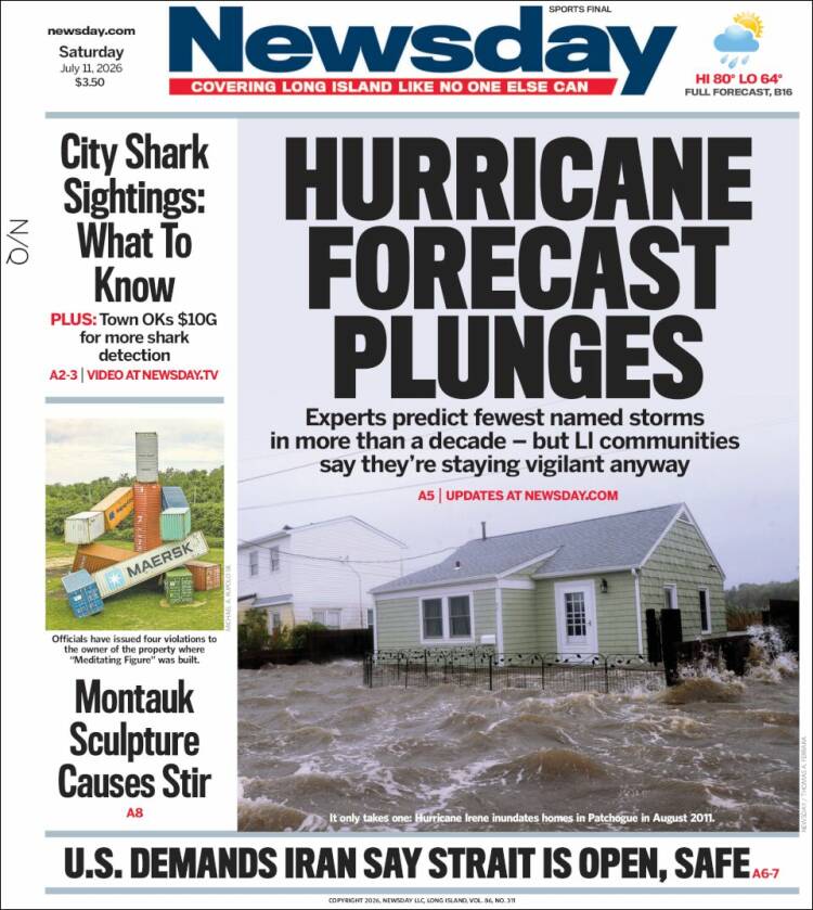 Portada de Newsday (USA)
