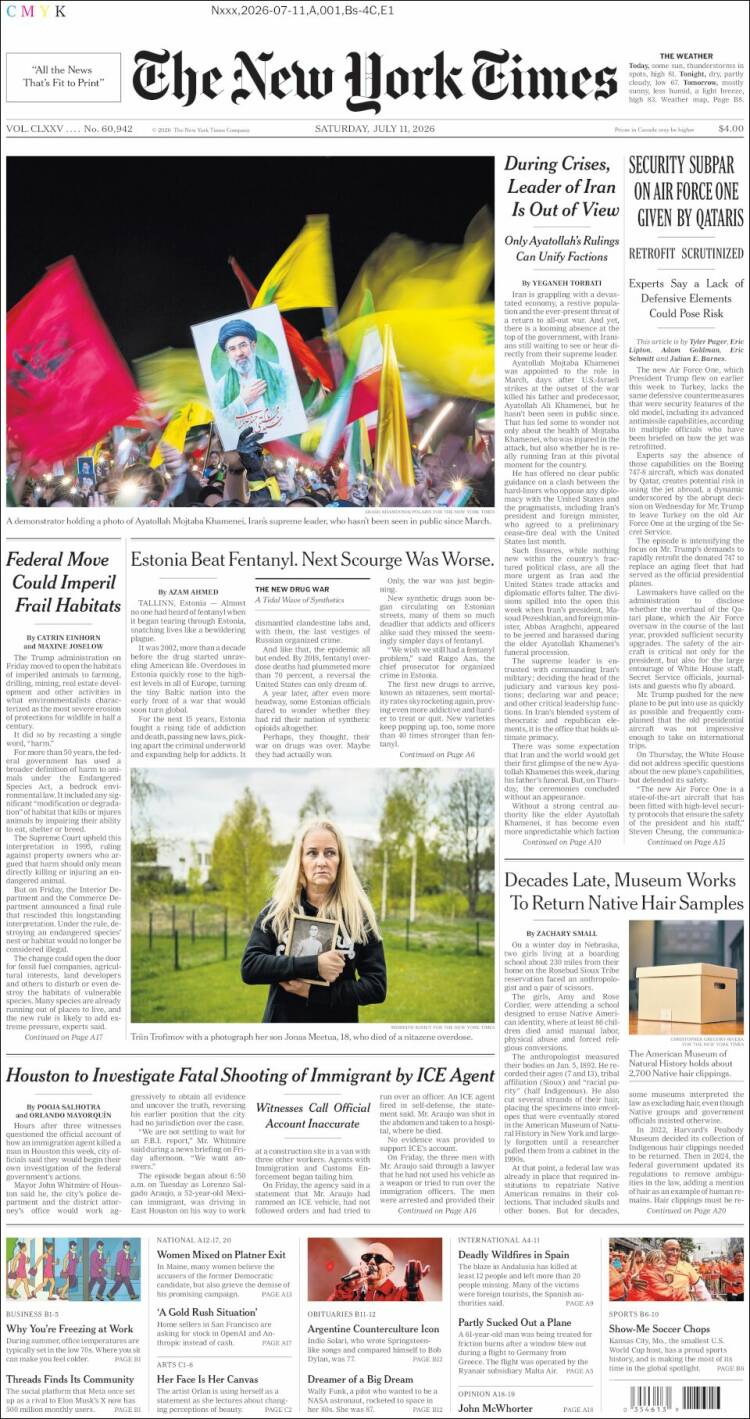 Portada de New York Times (USA)