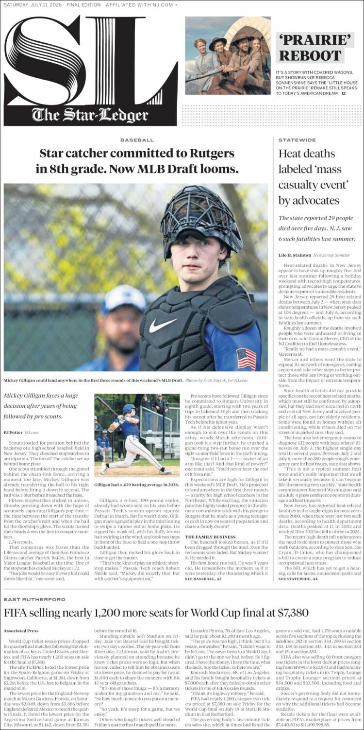Portada de Star-Ledger (USA)