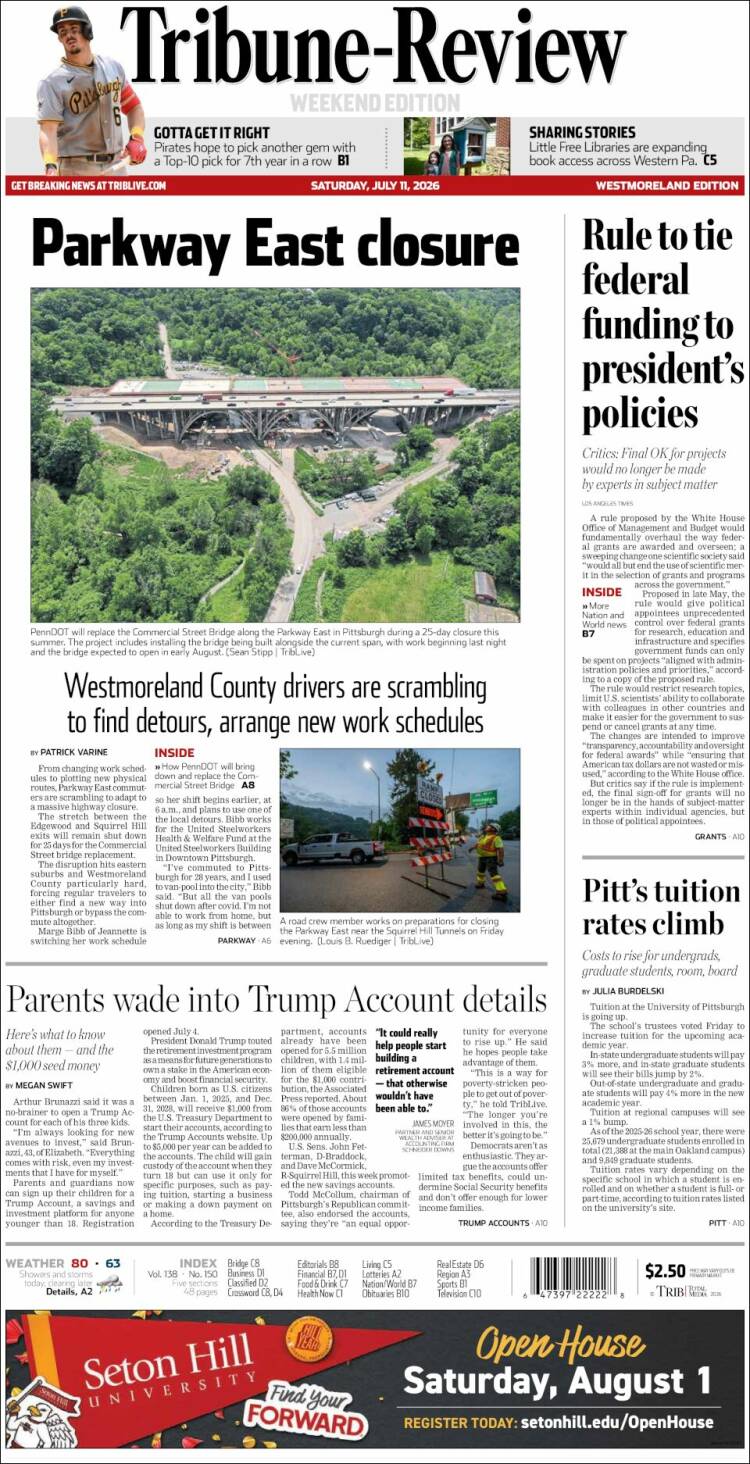 Portada de Tribune-Review (USA)