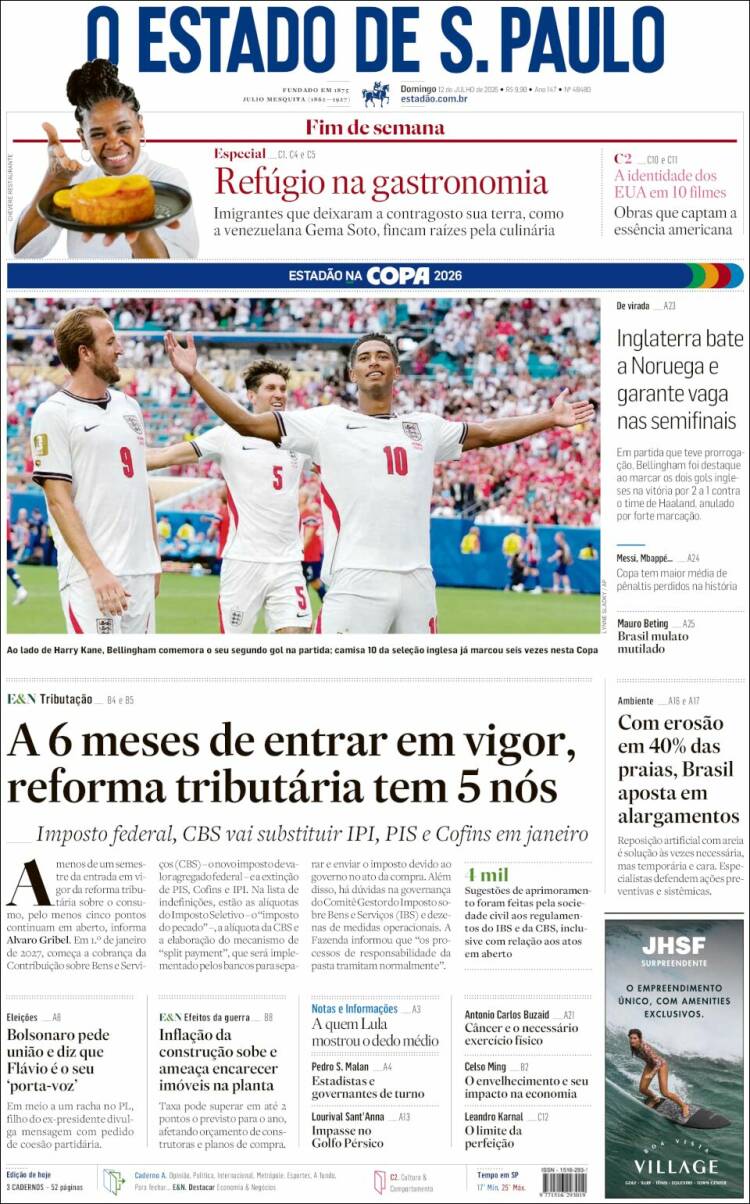 Portada de O Estado de São Paulo (Brasil)