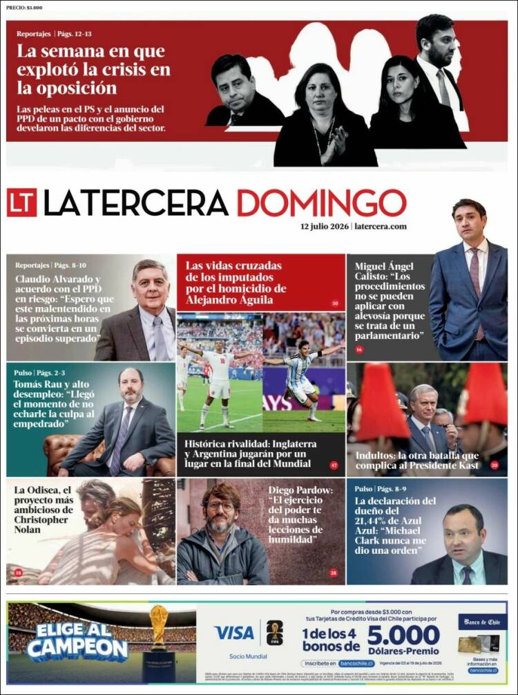 Portada de La Tercera (Chile)