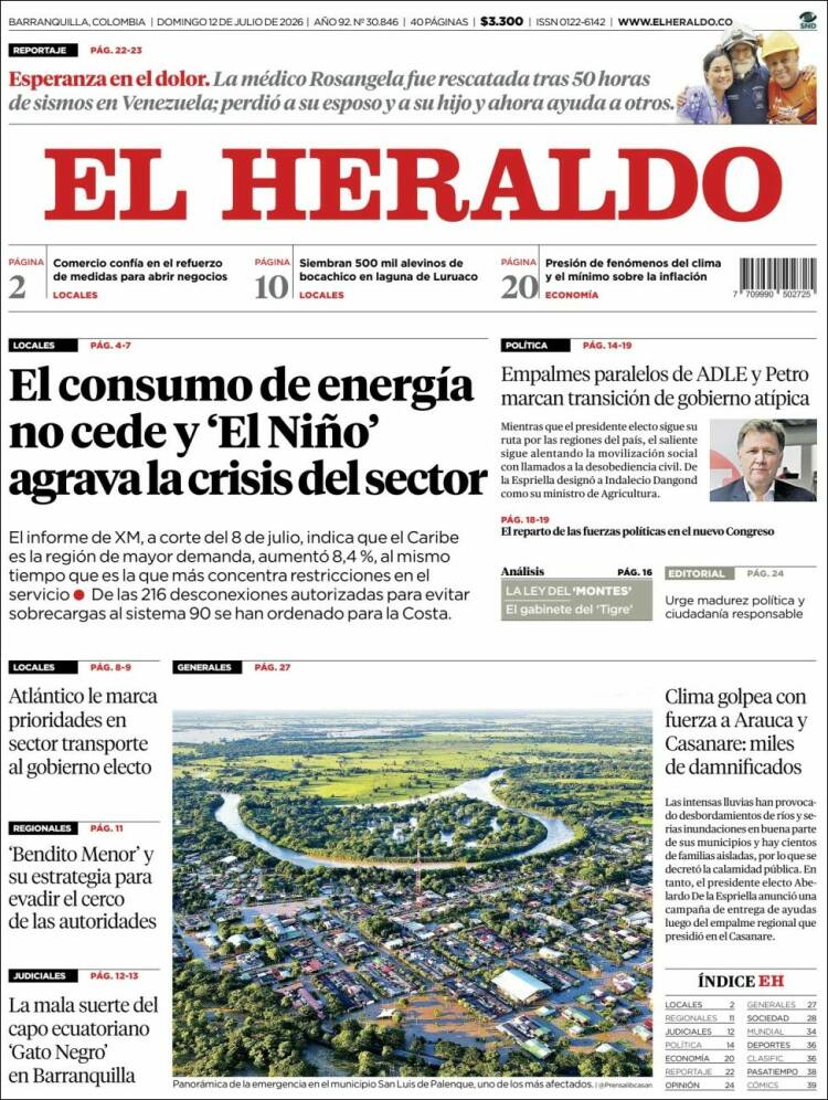 Portada de El Heraldo (Colombia)