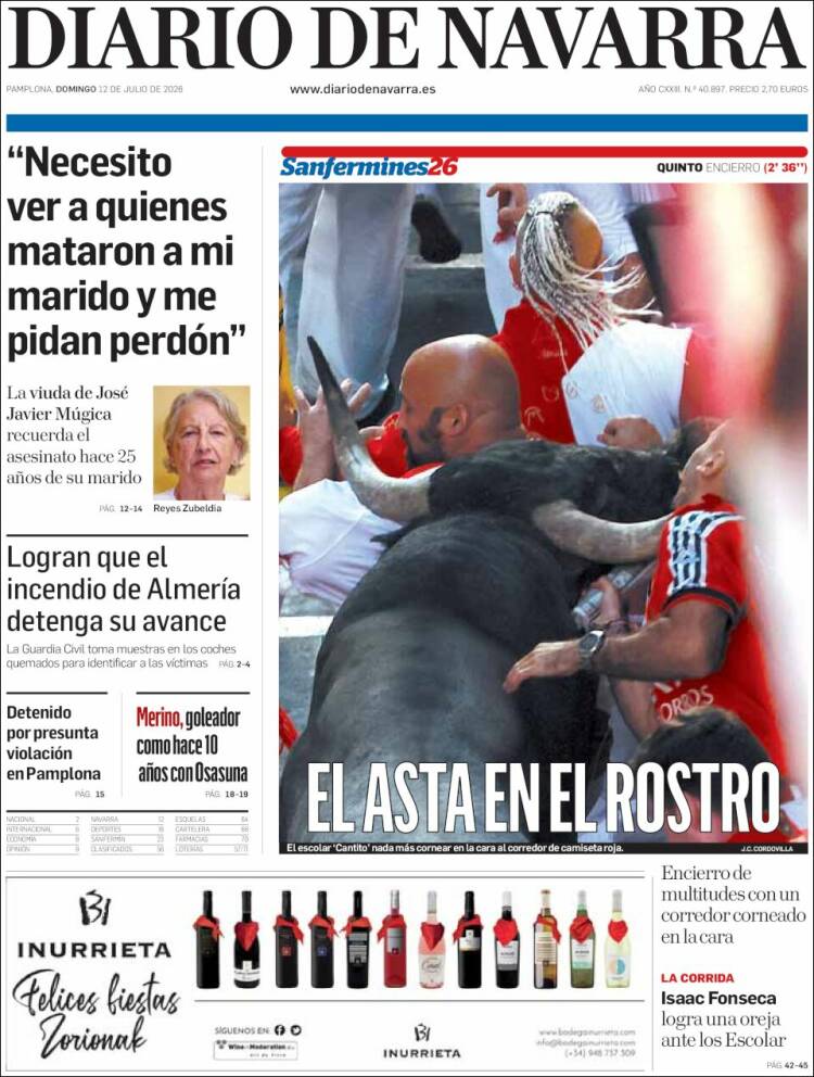 Portada de Diario de Navarra (Espa&ntilde;a)