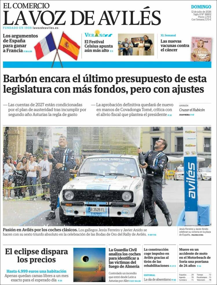 Portada de El Comercio - Avilés (Spain)