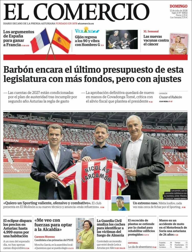 Portada de El Comercio - Gijón (Espa&ntilde;a)