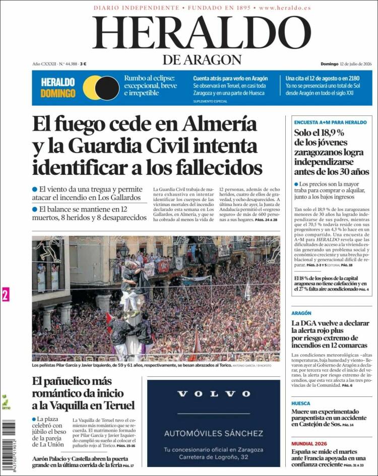 Portada de Heraldo de Aragón (Espa&ntilde;a)