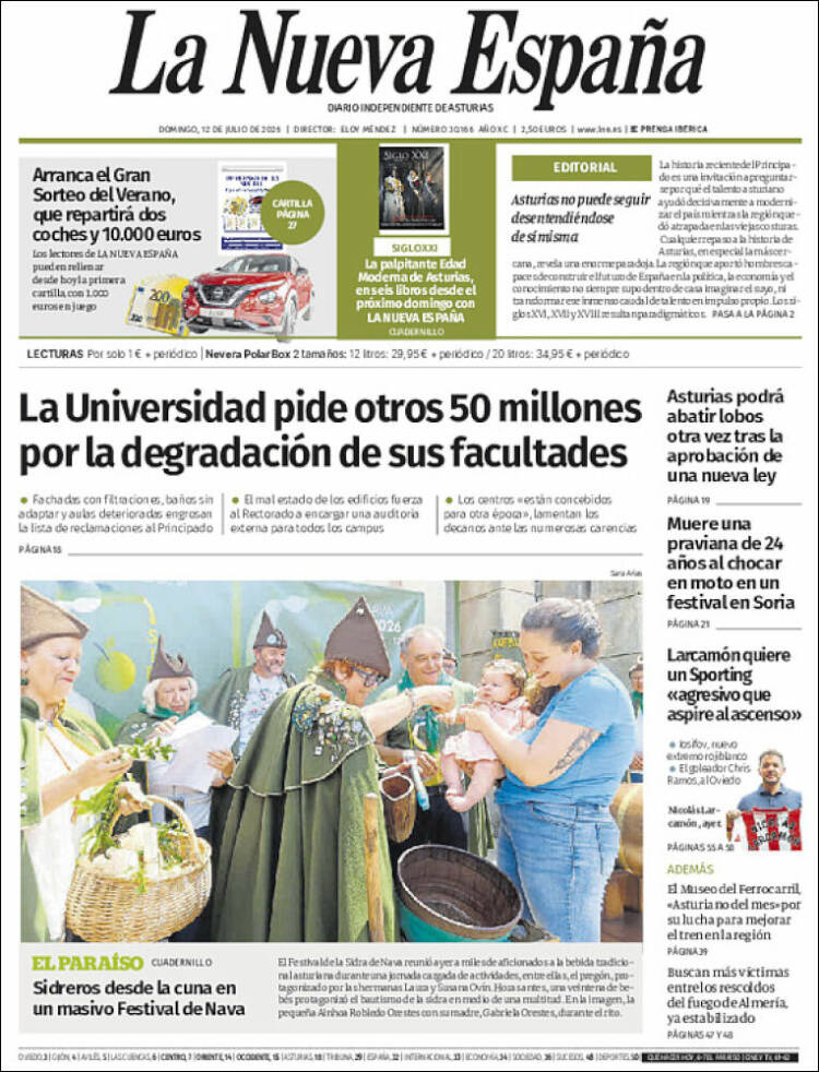 Portada de La Nueva España (Espa&ntilde;a)