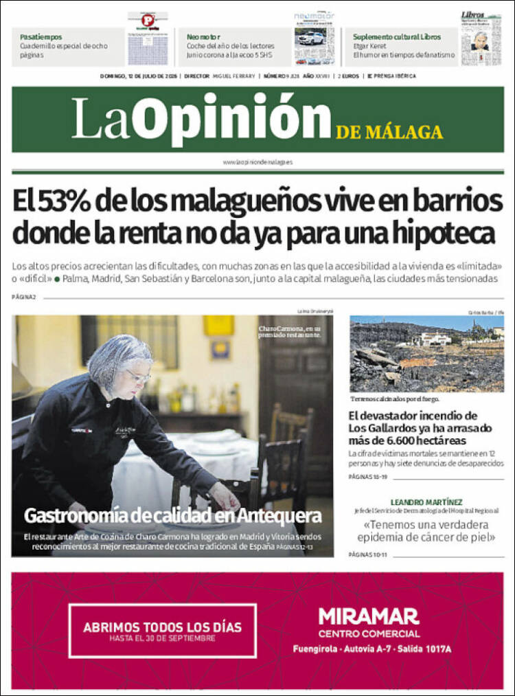 Portada de La Opinión de Málaga (Espa&ntilde;a)