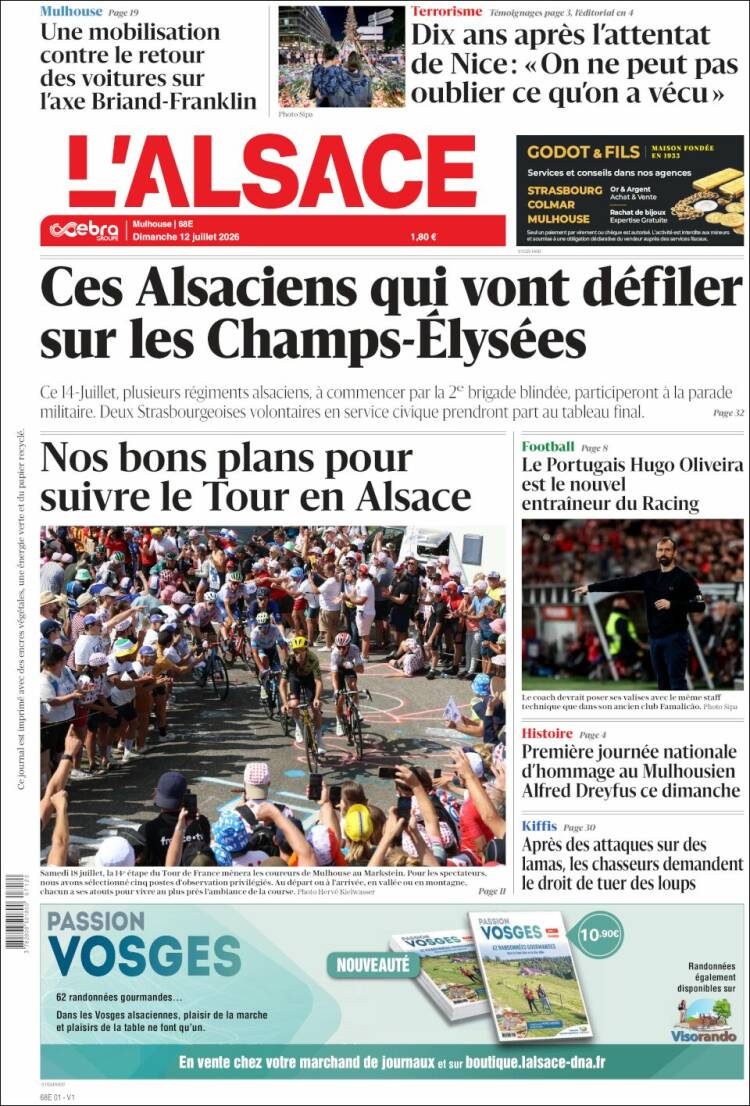 Portada de Journal L'Alsace (Francia)