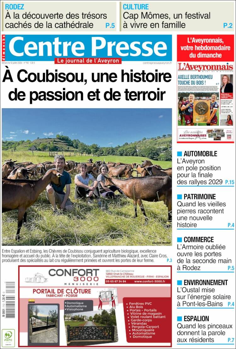 Portada de Centre Presse (Francia)