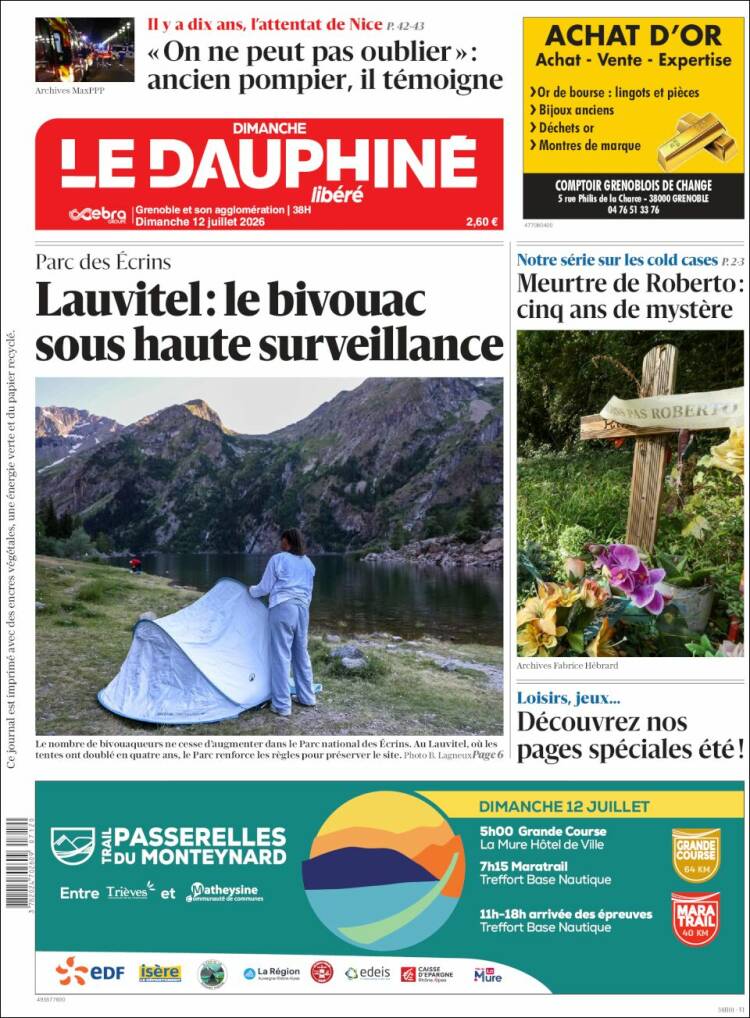 Portada de Le Dauphiné Libéré (Francia)